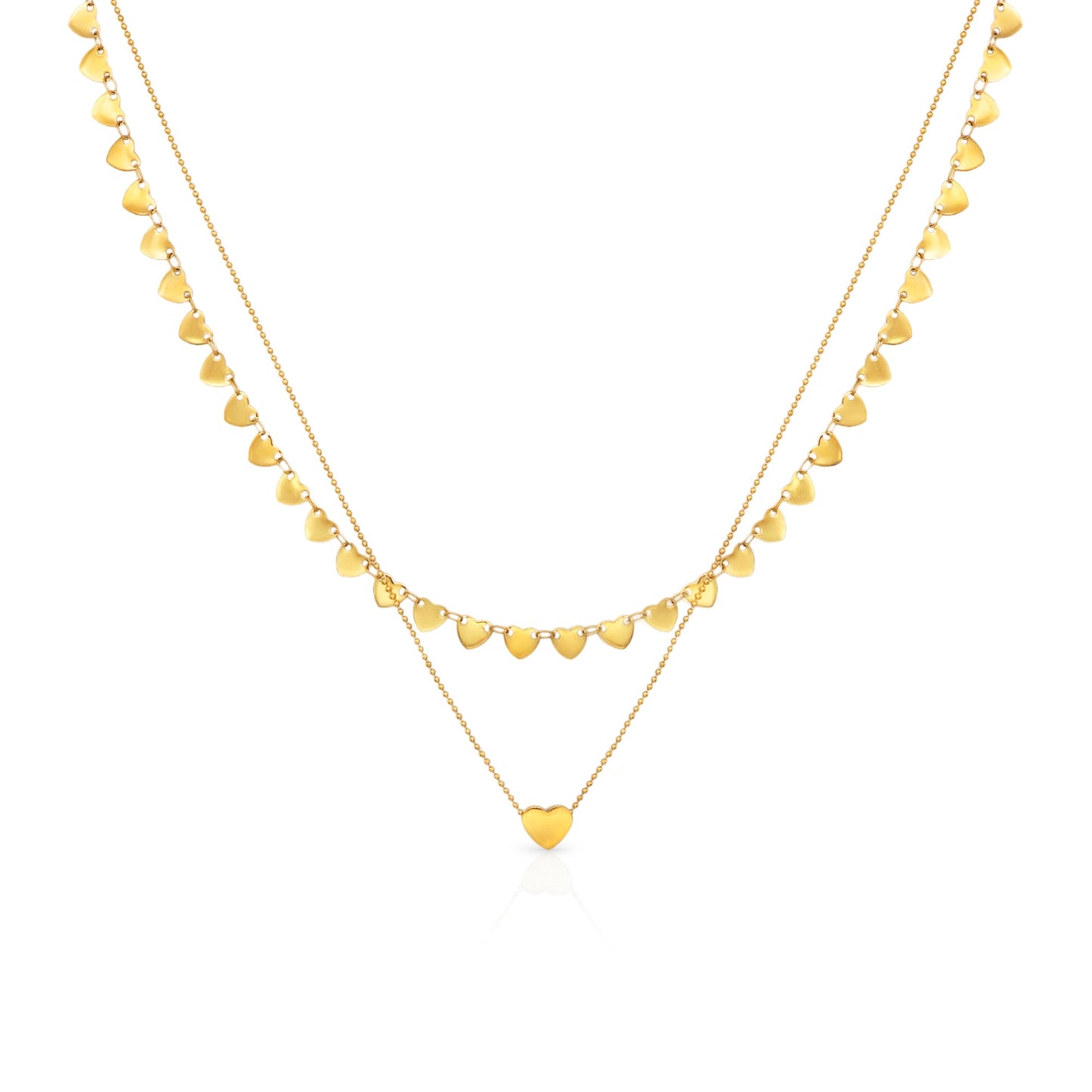 Heart of Hearts Double Chain Gold Necklace
