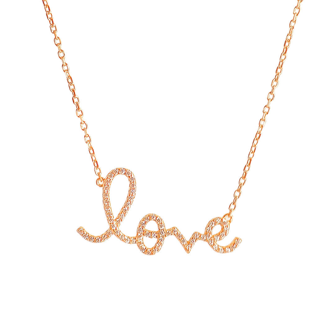 Script Love Horizontal Necklace Bling