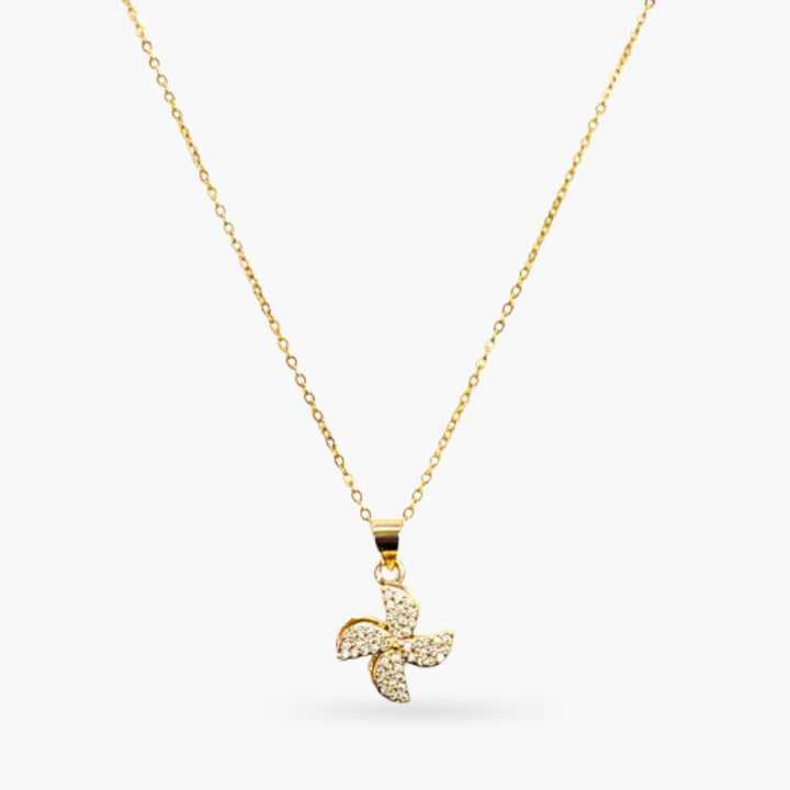 The Sparkling Pinwheel Gold Necklace