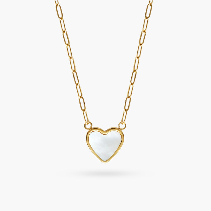 Lola Mother of Pearl Heart Gold Necklace