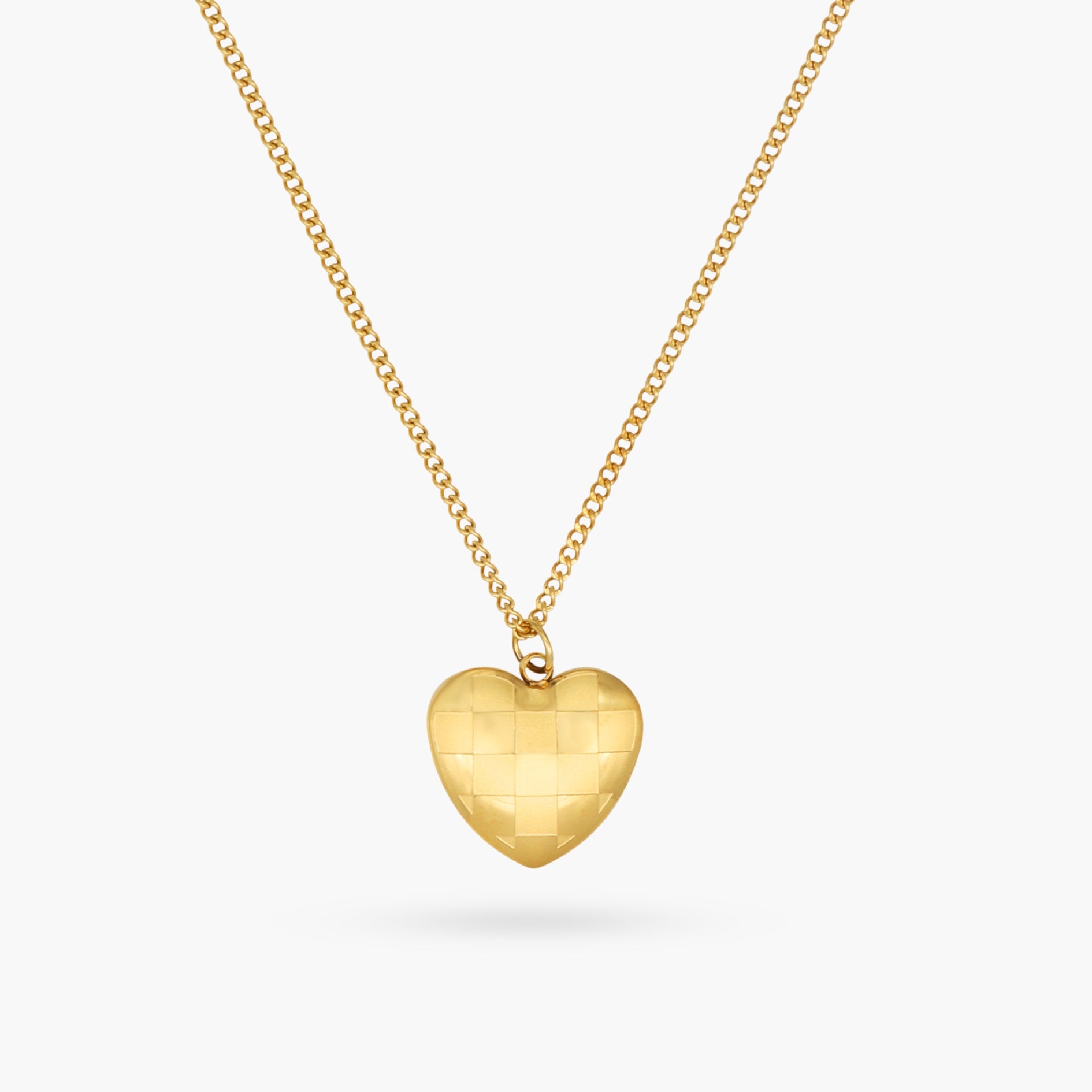 The Checkmate Heart Puff Gold Necklace