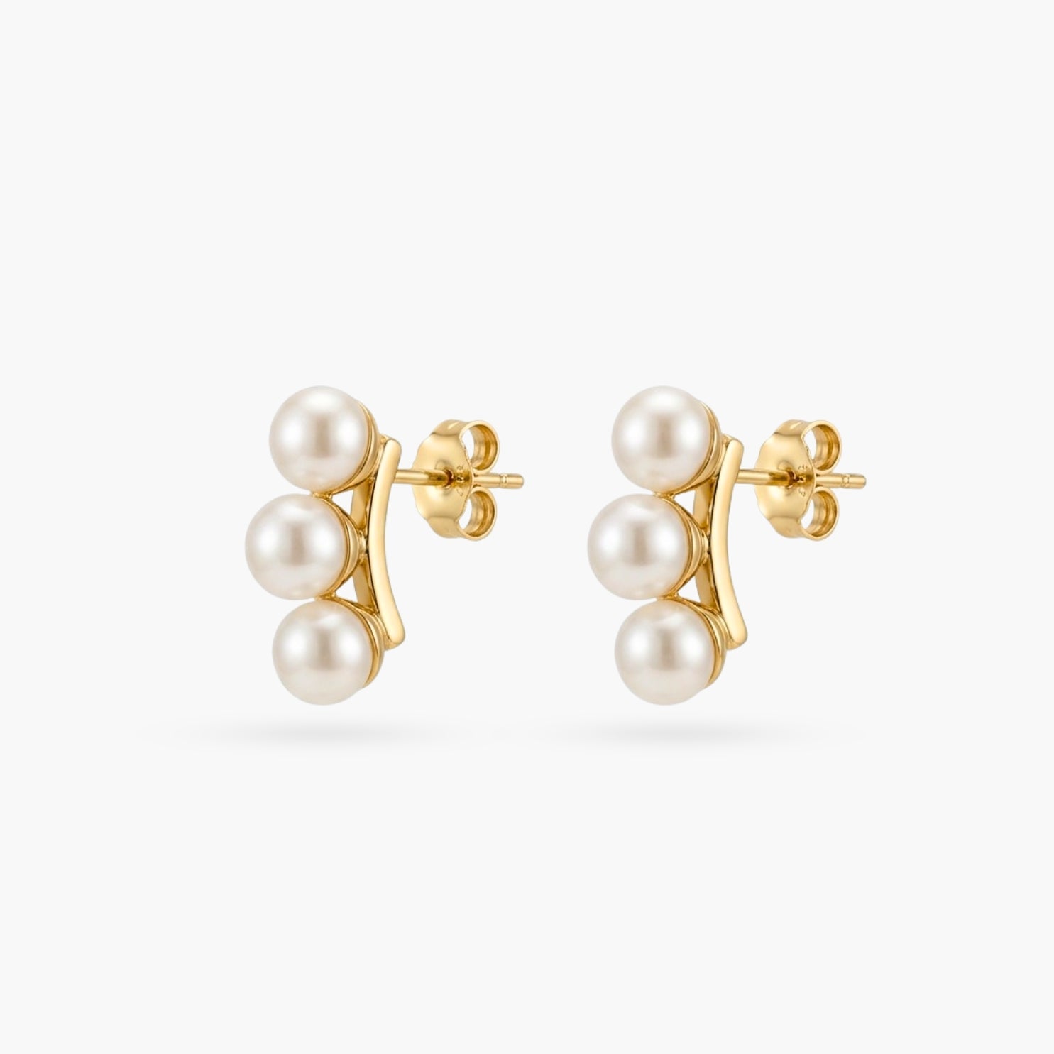 The Three Sisters Pearl Gold Earrings