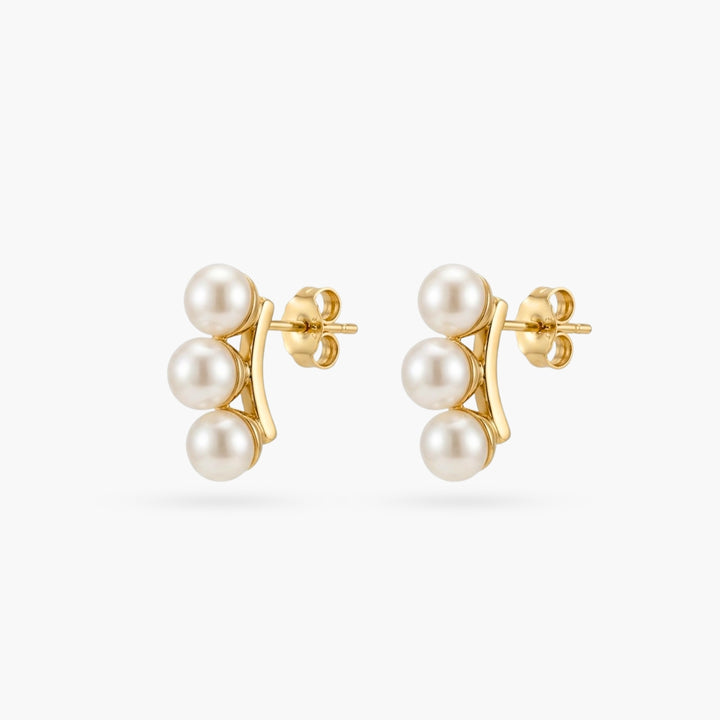 The Three Sisters Pearl Gold Earrings