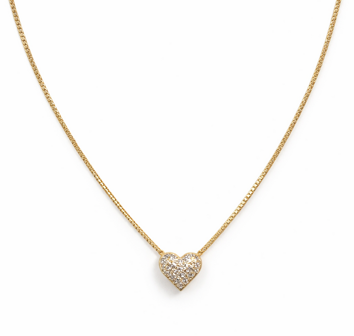 The Bubble Heart Rhinestone Gold Necklace
