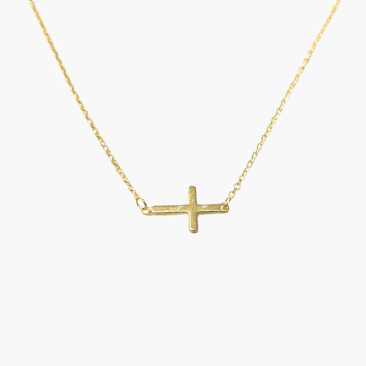Horizontal Gold Cross Necklace