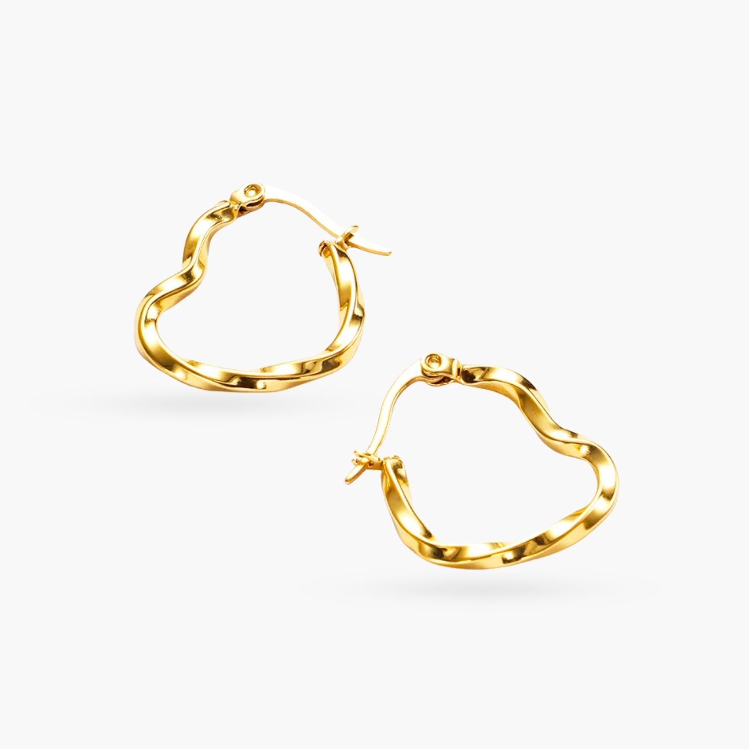 Curled Heart Gold Earrings