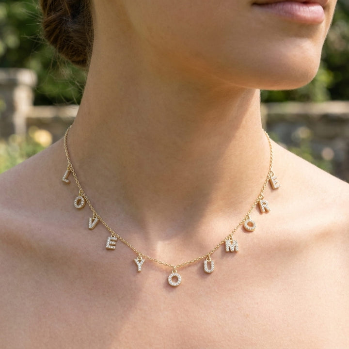 Love You More Spaced Necklace Bling