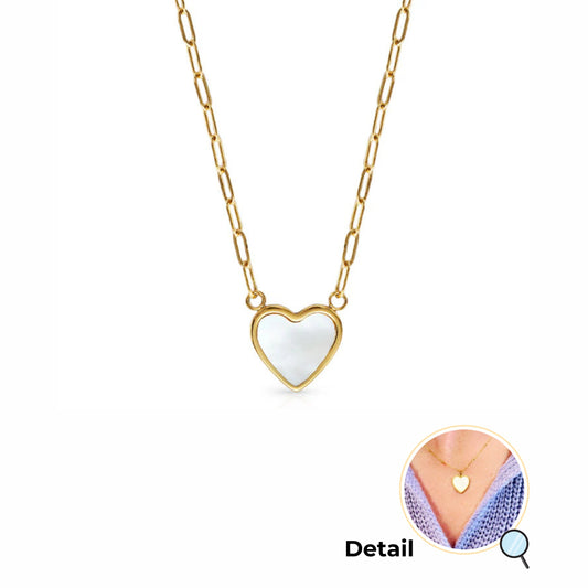 Mother of Pearl Heart Lola Gold Necklace