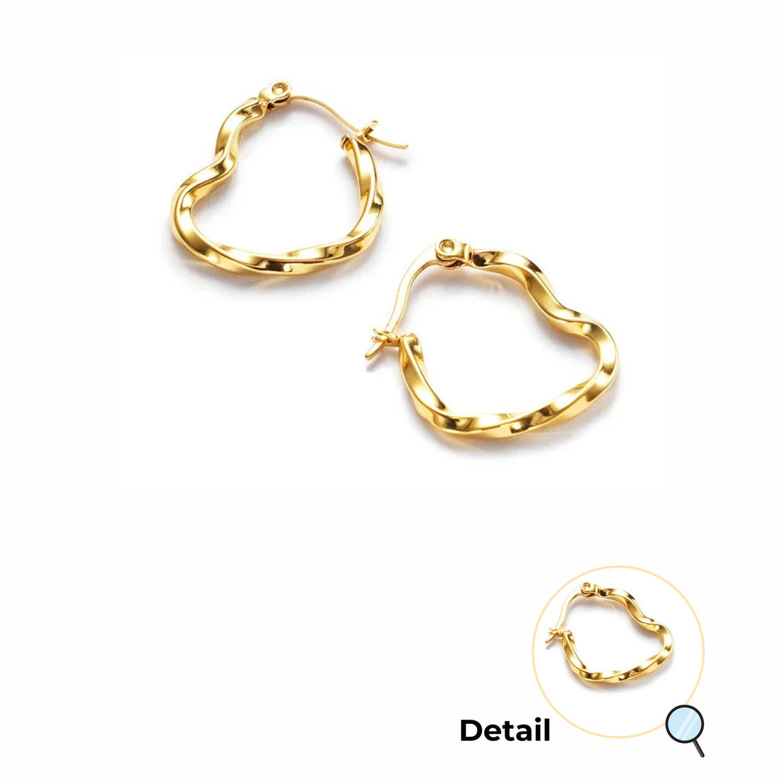 Curled Heart Gold Earrings