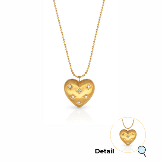 Rhinestone Cowgirl Heart Gold Necklace