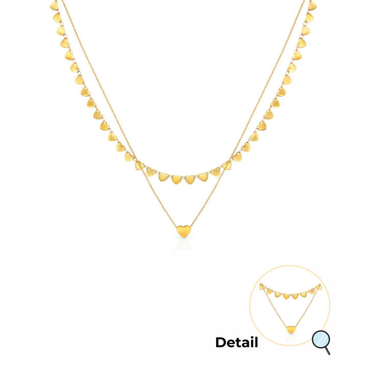 Heart of Hearts Double Chain Gold Necklace