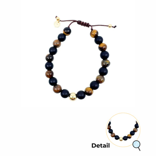 Black Onyx & Tiger Eye Cord Bracelet