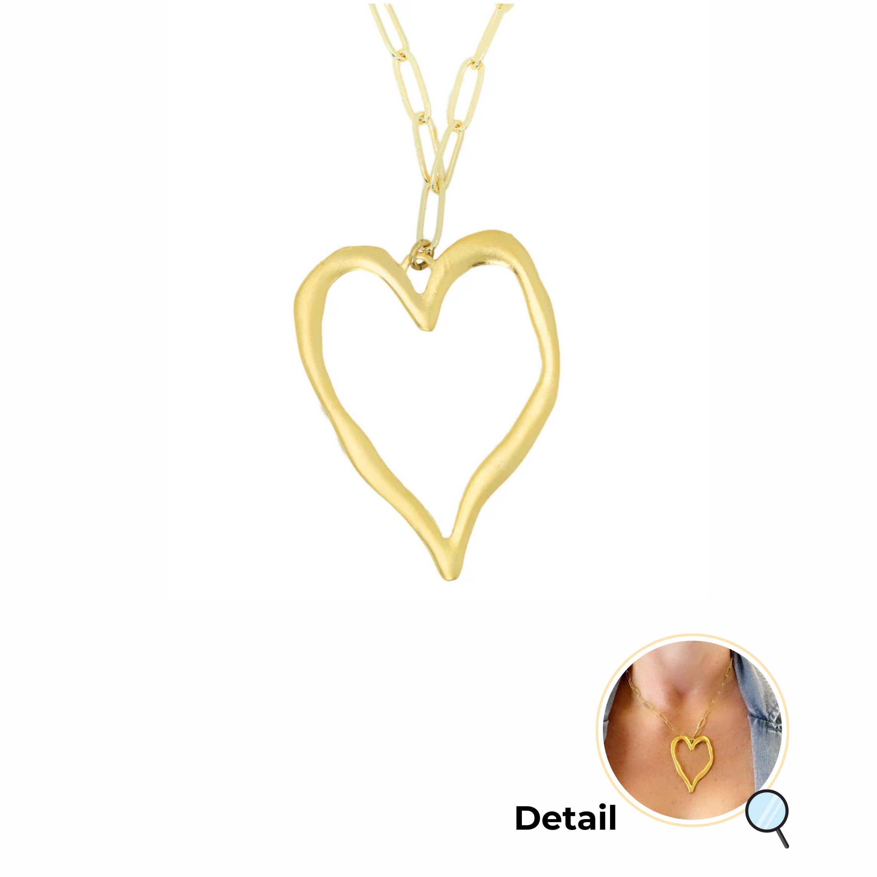 Large Matte Heart Paperclip Necklace