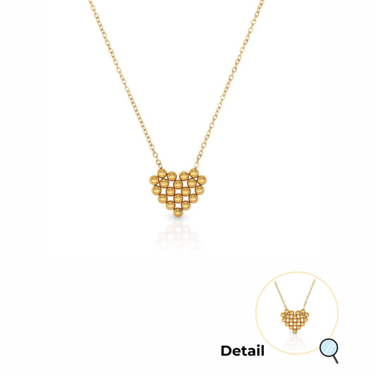 Bead Heart Gold Necklace