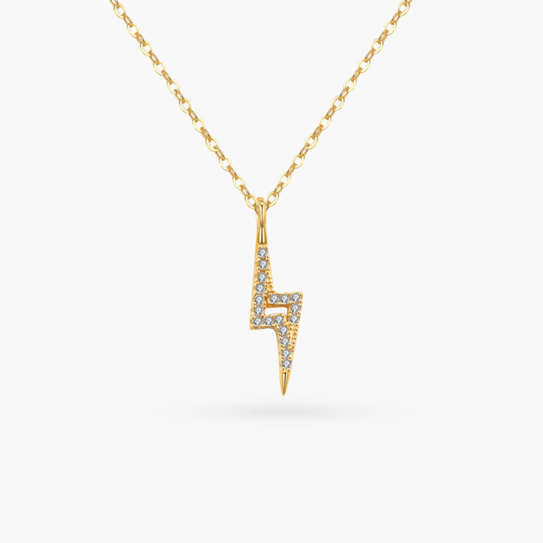 Sparkle Lightening Bolt Gold Necklace