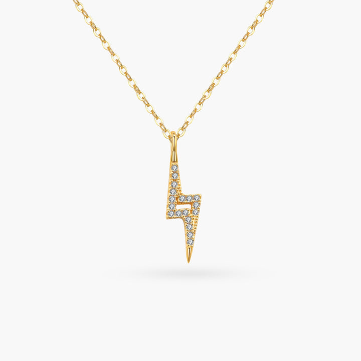 Sparkle Lightening Bolt Gold Necklace