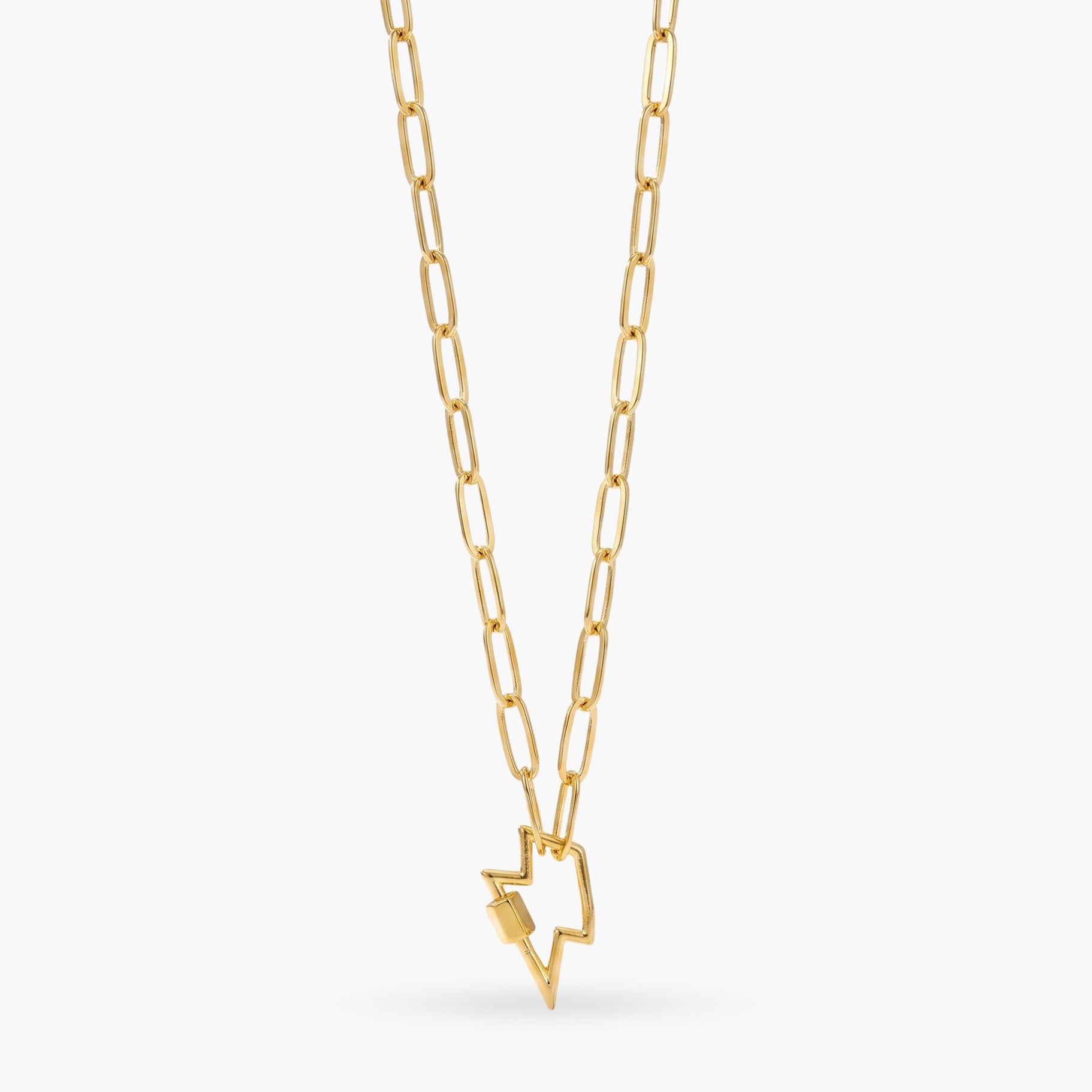 Gold Paperclip Chain Link Necklace - Lightening