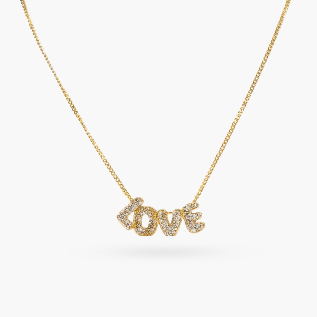 The Bubble Love with Rhinestone Gold Necklace