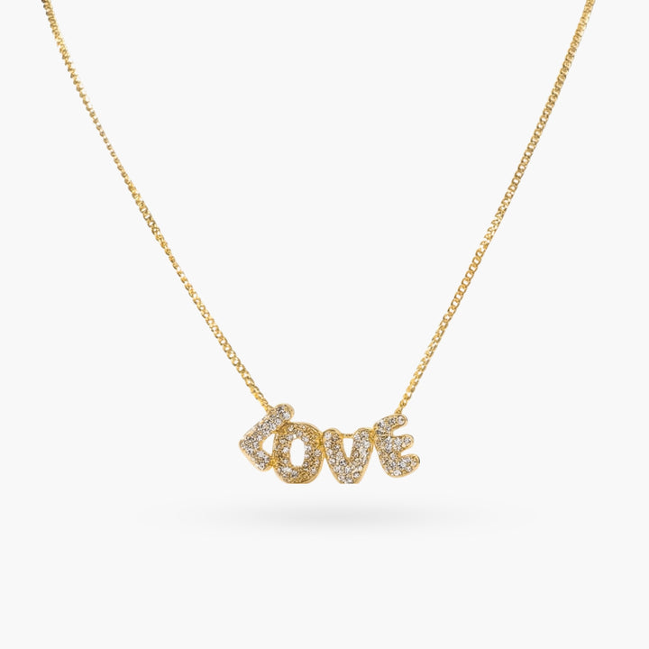 The Bubble Love with Rhinestone Gold Necklace