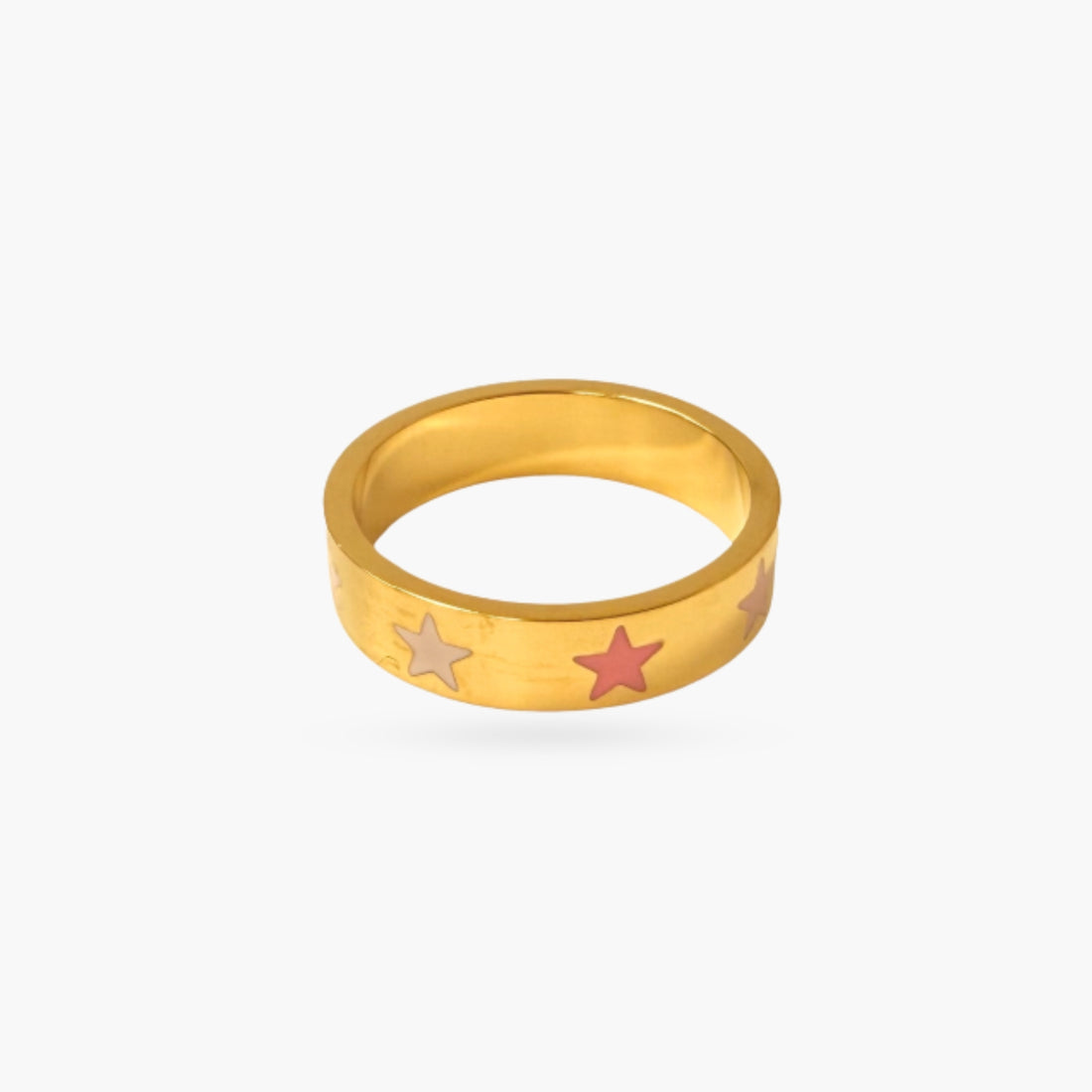 Pink and Red Stars Gold Ring