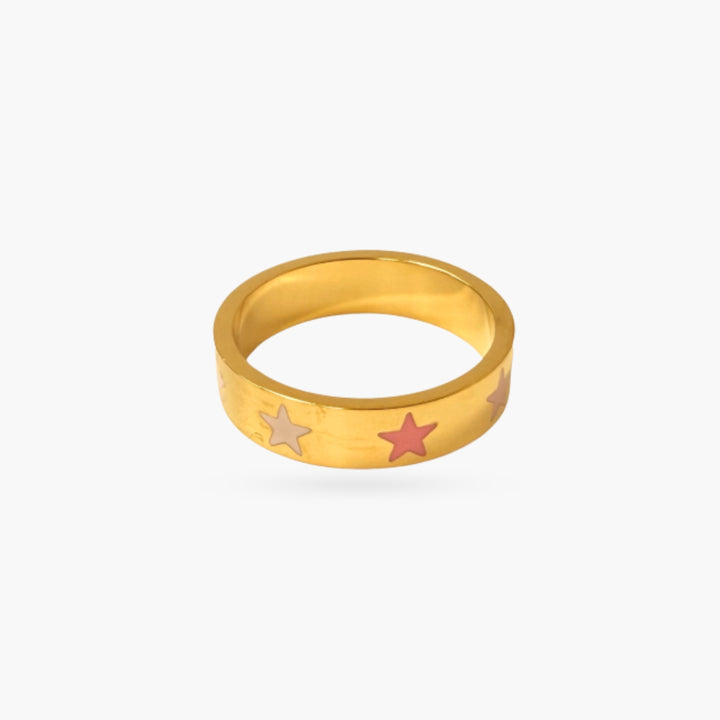 Pink and Red Stars Gold Ring