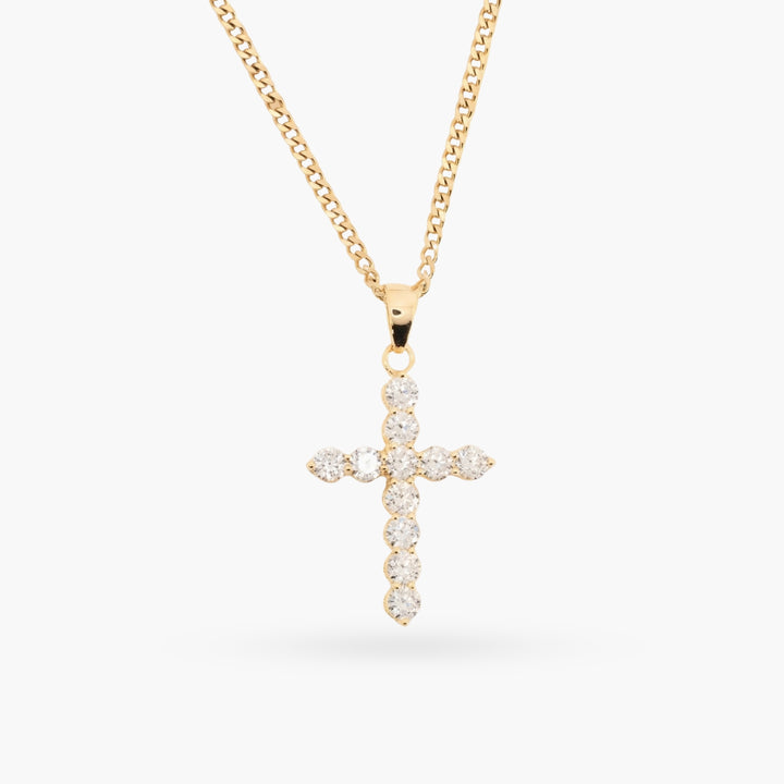 Crystal Dotted Gold Large Cross Necklace
