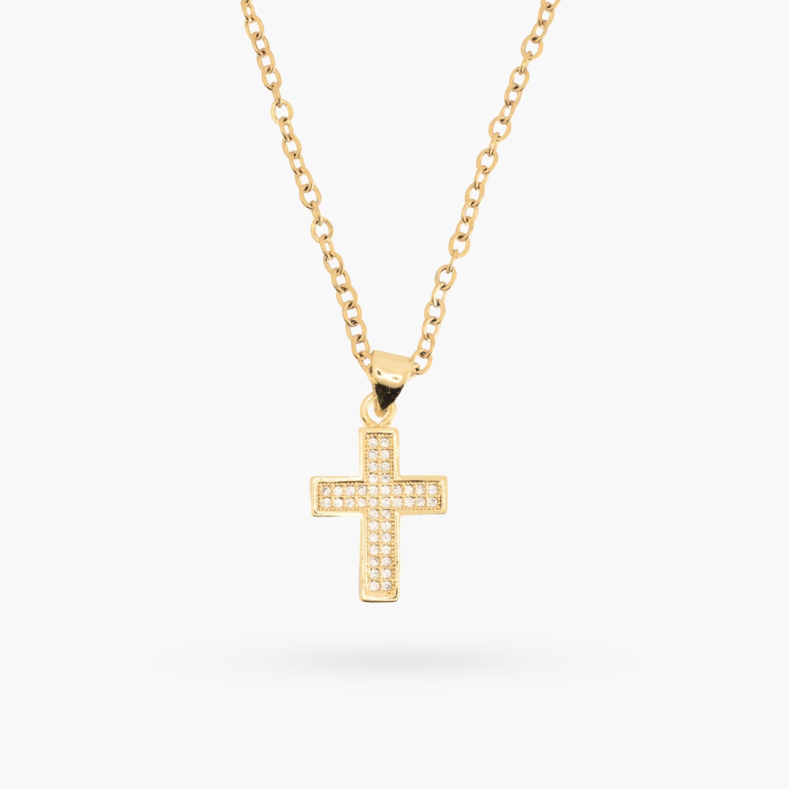 Crystal Ice Gold Cross Necklace