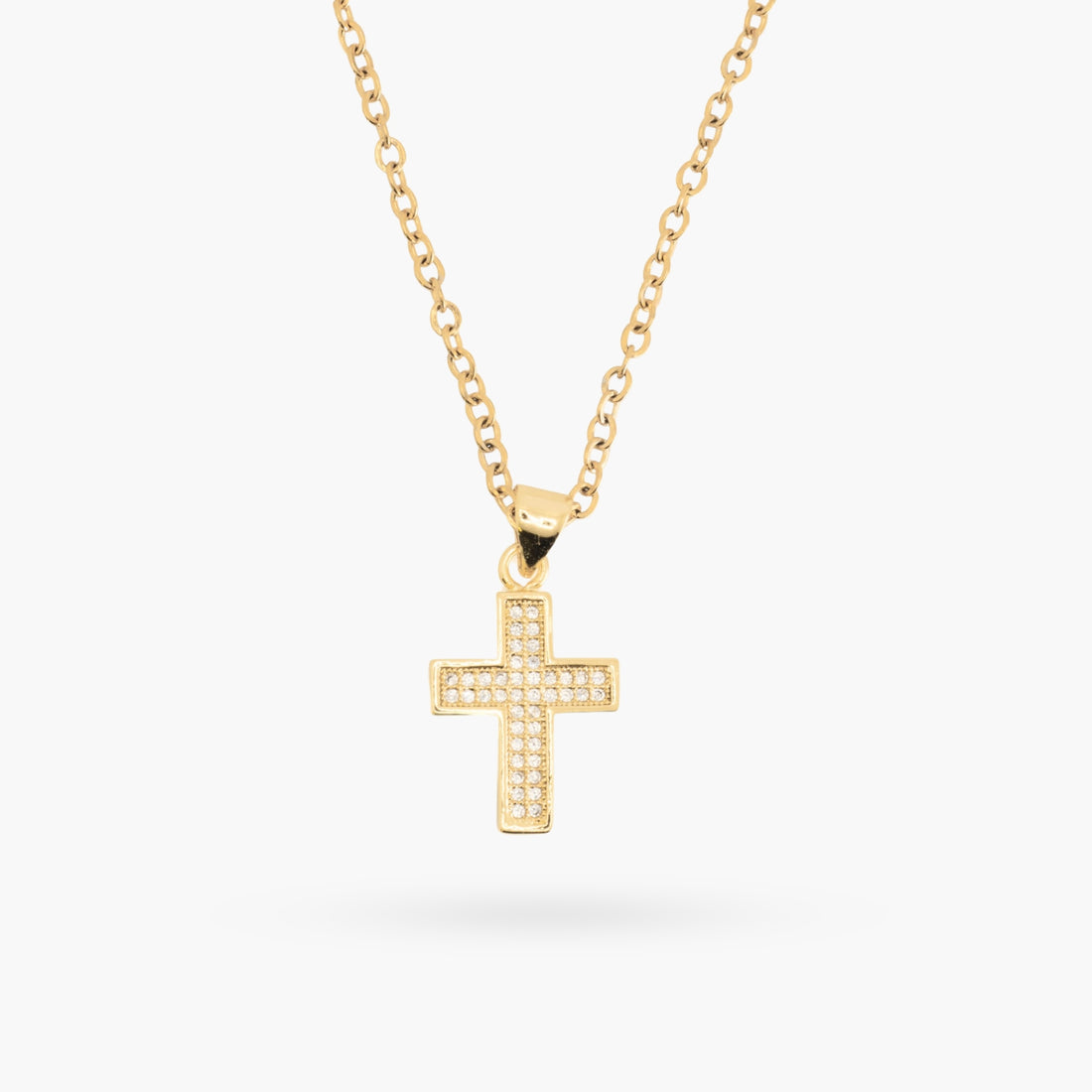 Crystal Ice Gold Cross Necklace