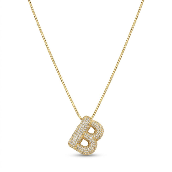 Bubble Bling Alphabet Letter Gold Necklace