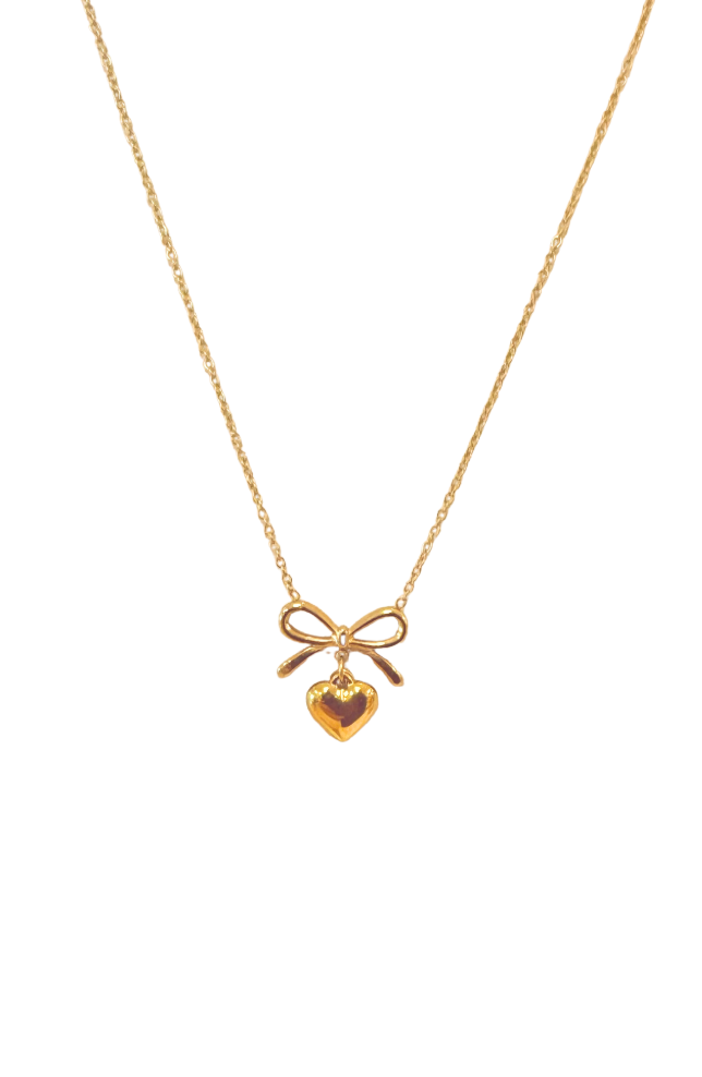 The Bow to my Heart of Gold  Necklace