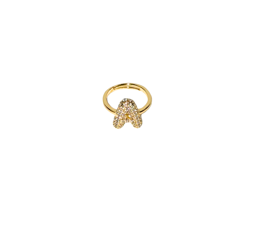 The Bubble Letter Bling Gold Ring