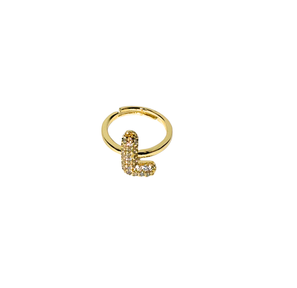 The Bubble Letter Bling Gold Ring