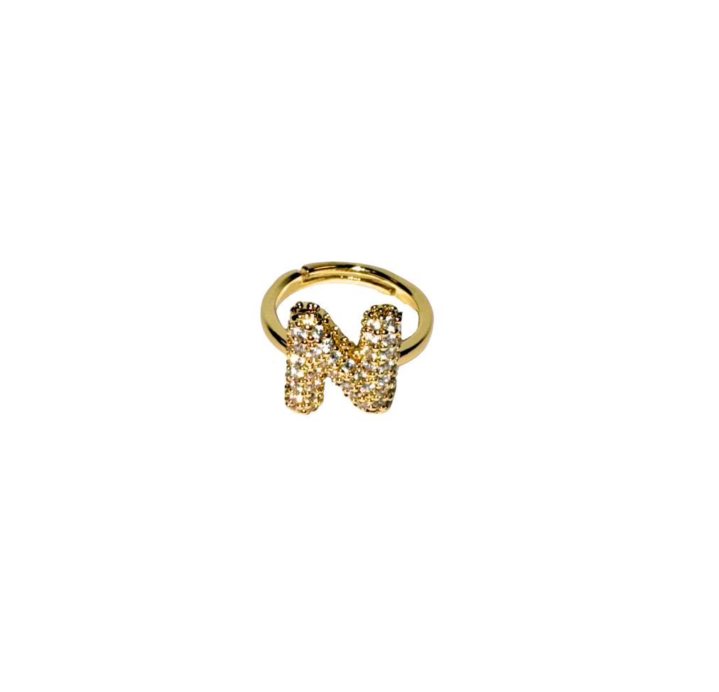 The Bubble Letter Bling Gold Ring