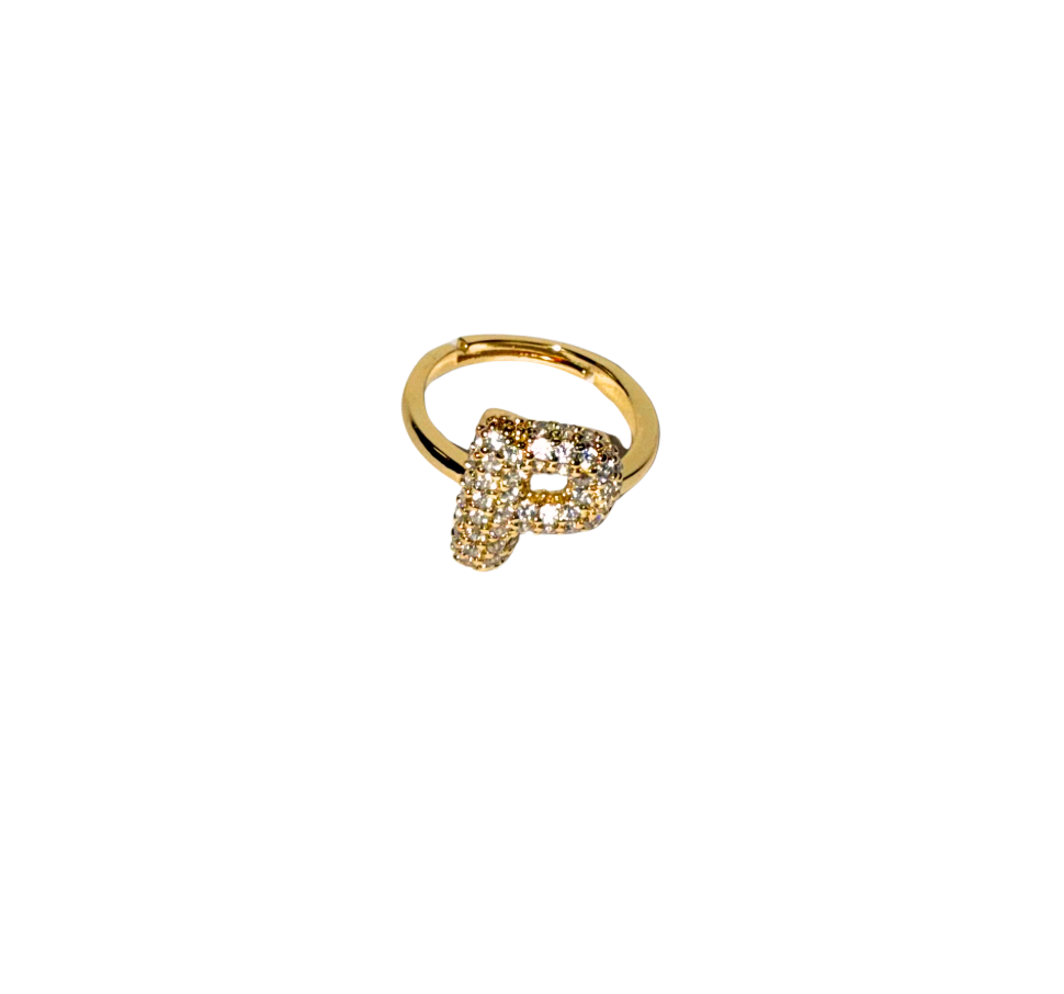 The Bubble Letter Bling Gold Ring