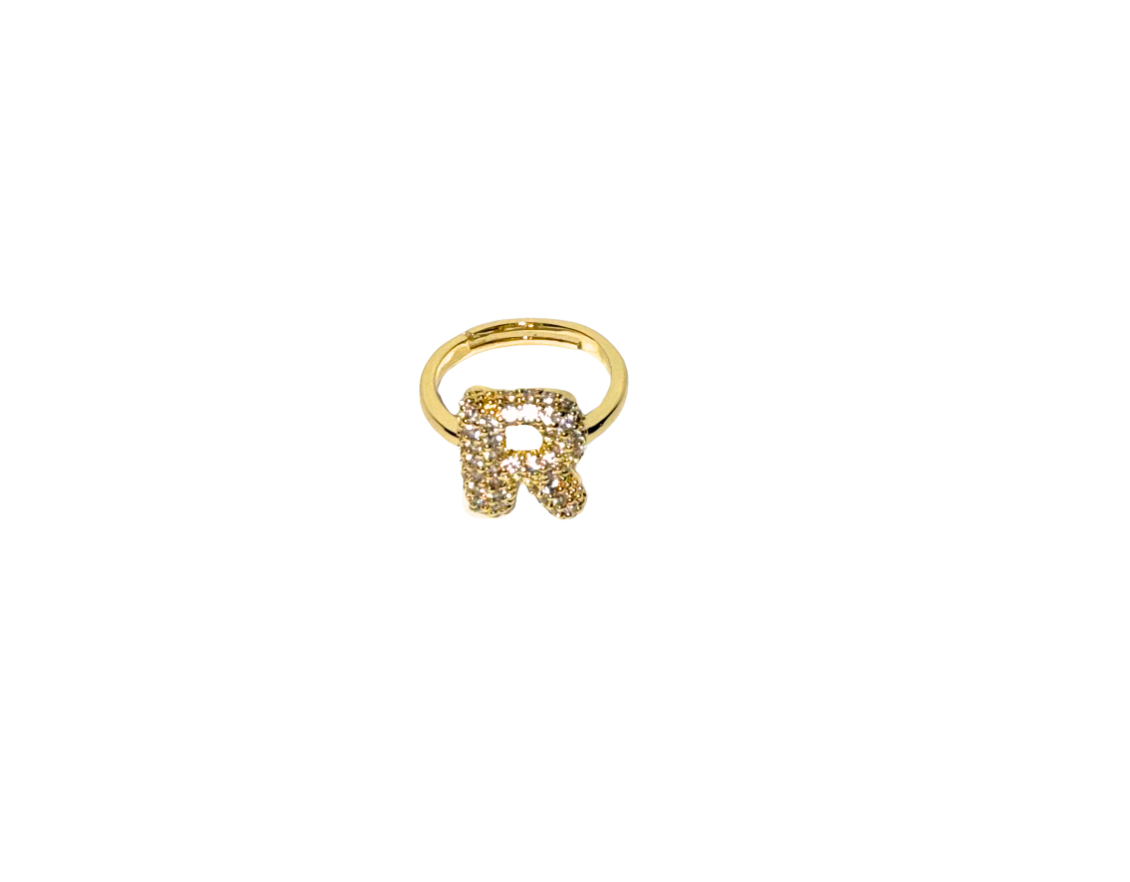The Bubble Letter Bling Gold Ring