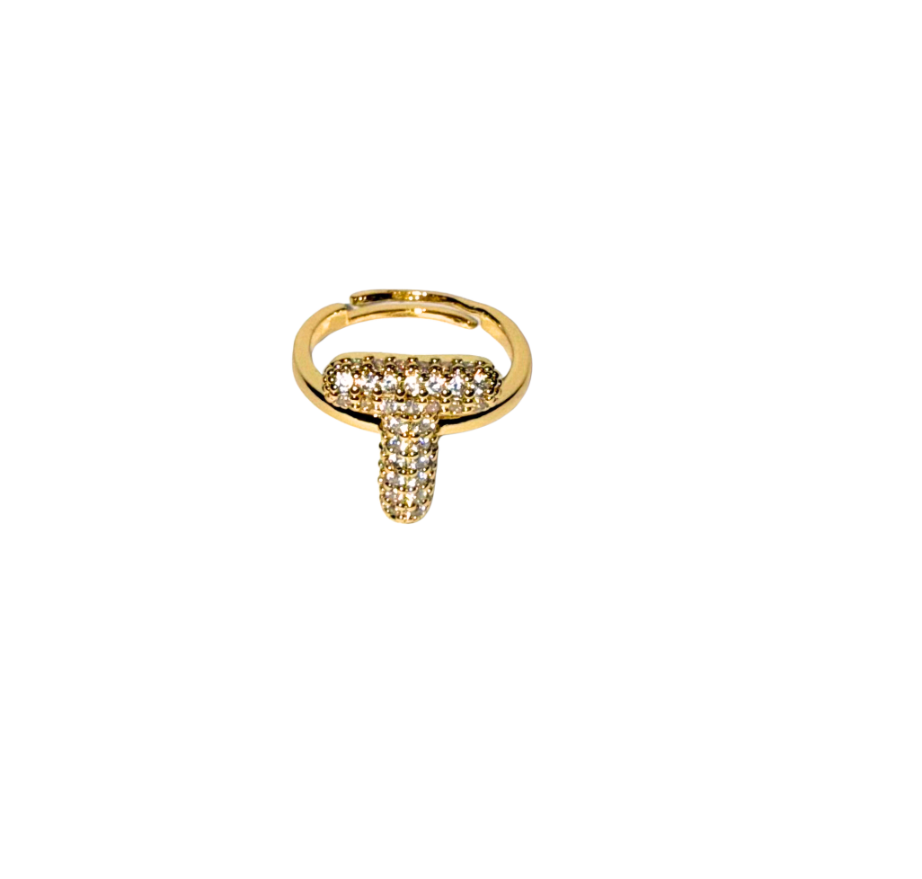 The Bubble Letter Bling Gold Ring