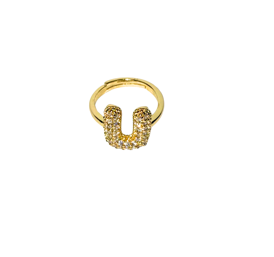 The Bubble Letter Bling Gold Ring