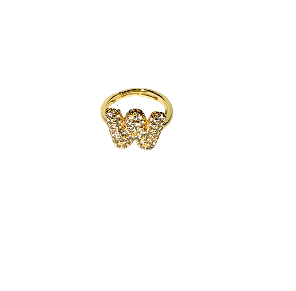 The Bubble Letter Bling Gold Ring