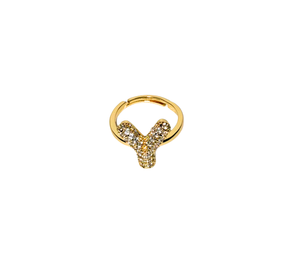 The Bubble Letter Bling Gold Ring
