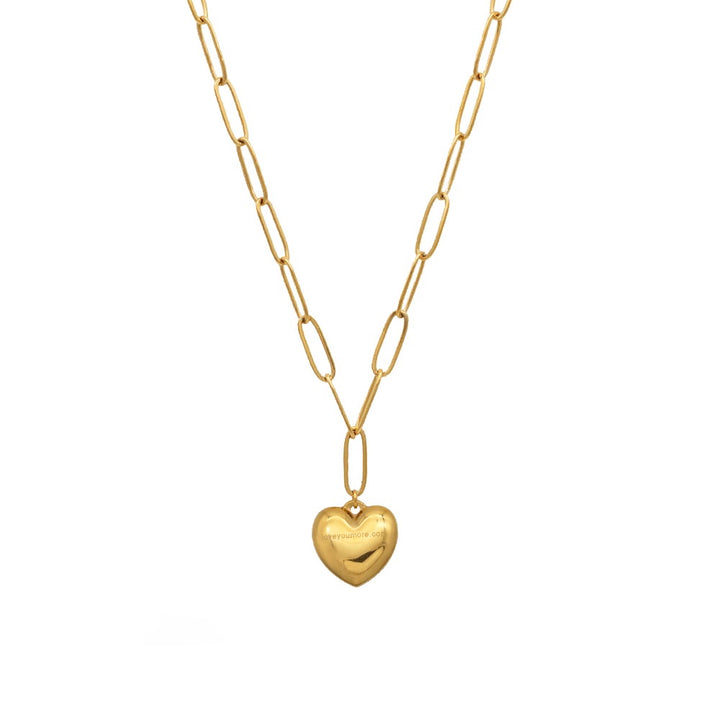 Bubble Heart- Paperclip Chain Link Necklace