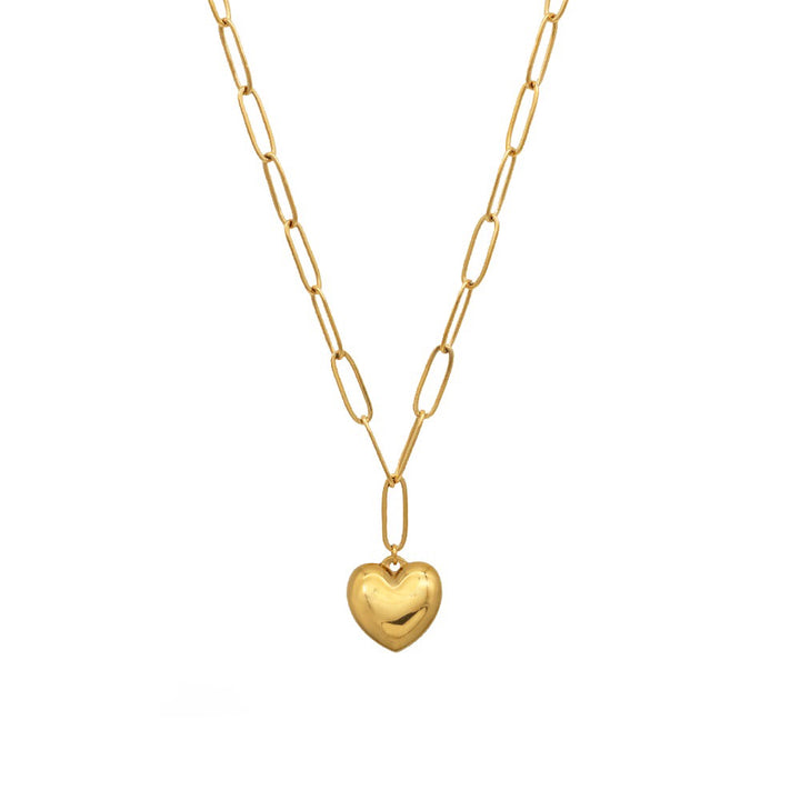 Paperclip Chain Link Necklace - Bubbly Heart