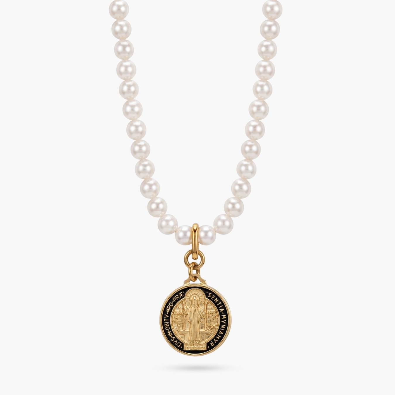 Coco Pearls with St Benedict Medallion
