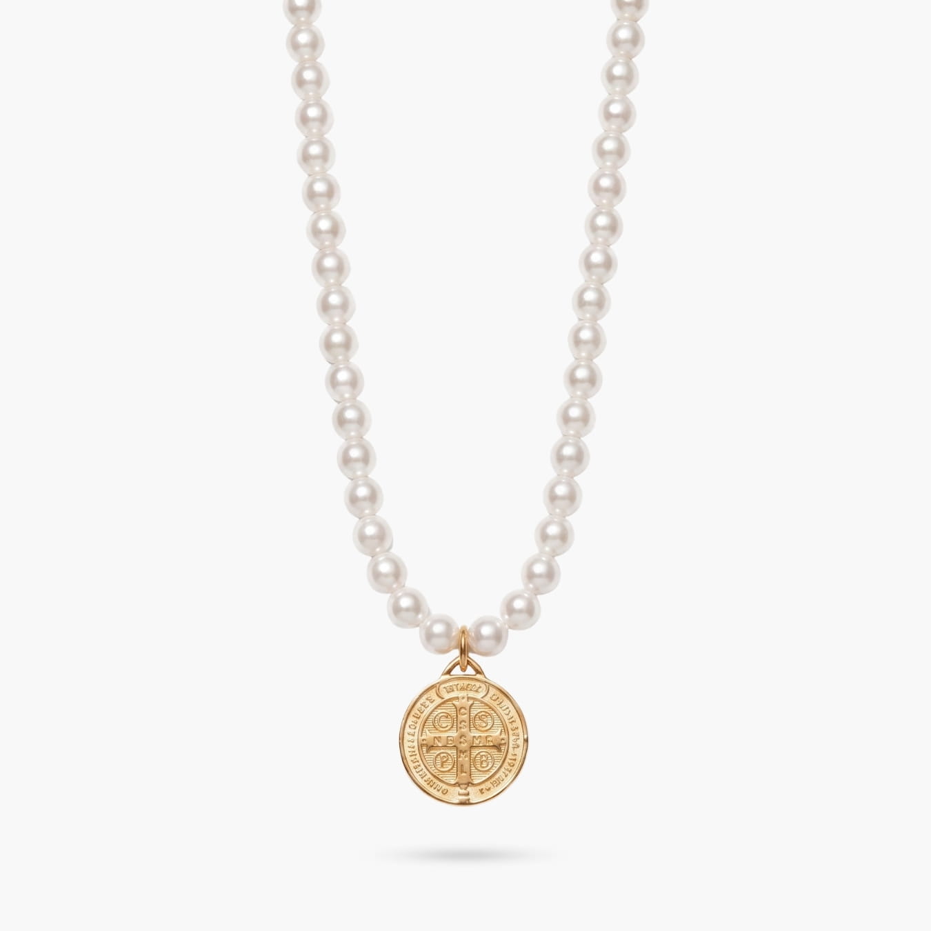 Coco Pearls with St Benedict Medallion