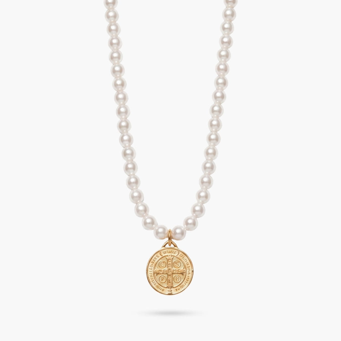 Coco Pearls with St Benedict Medallion