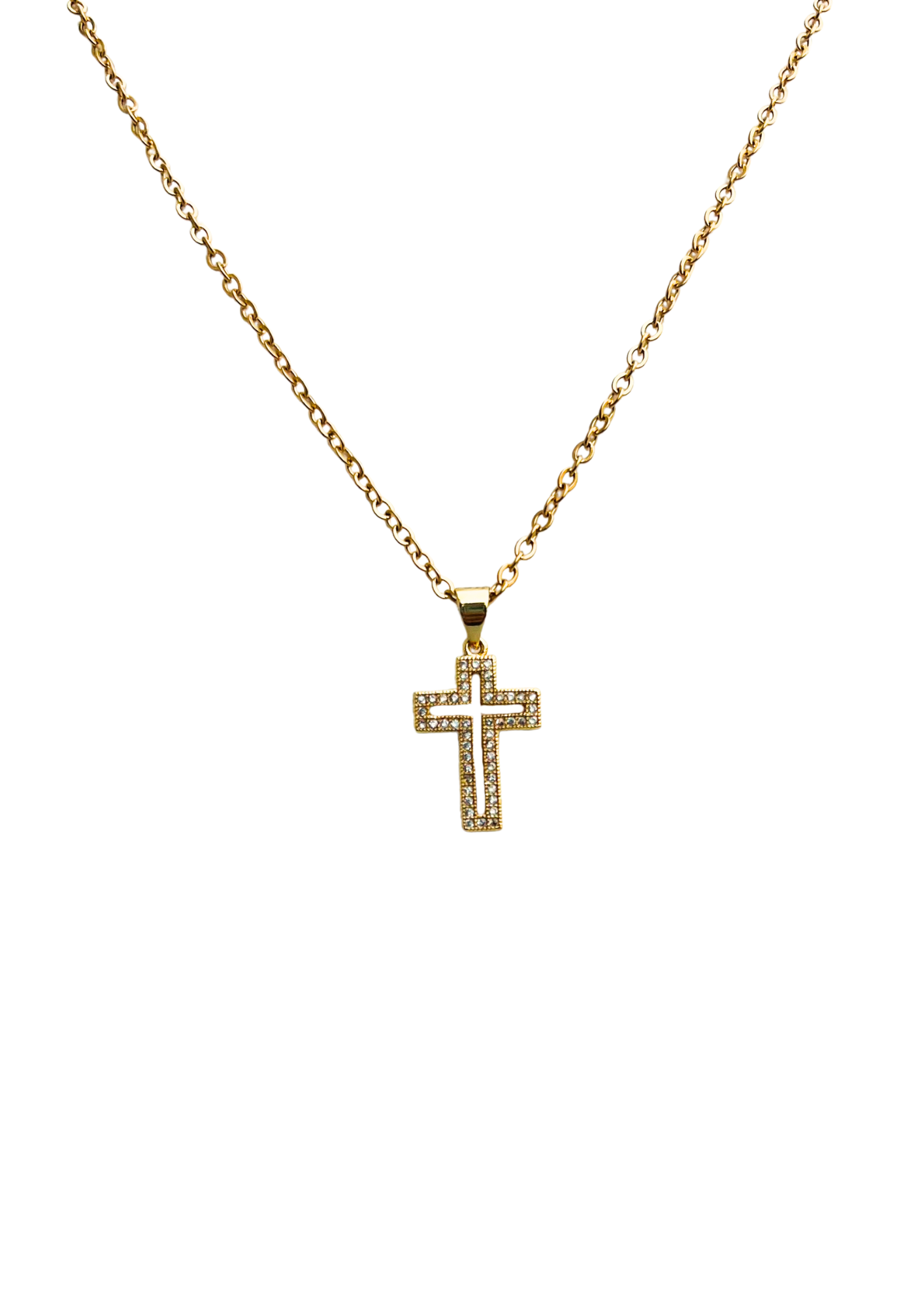 Crystal Silhouette Gold Cross Necklace