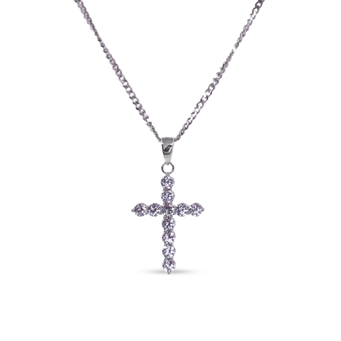 Crystal Dotted Gold Large Cross Necklace