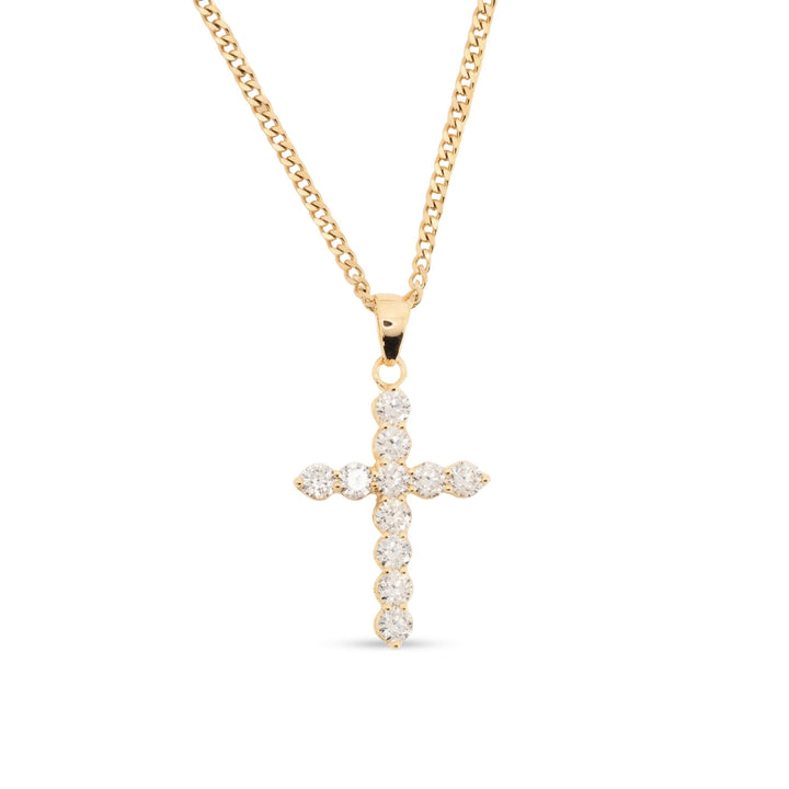 Crystal Dotted Gold Large Cross Necklace