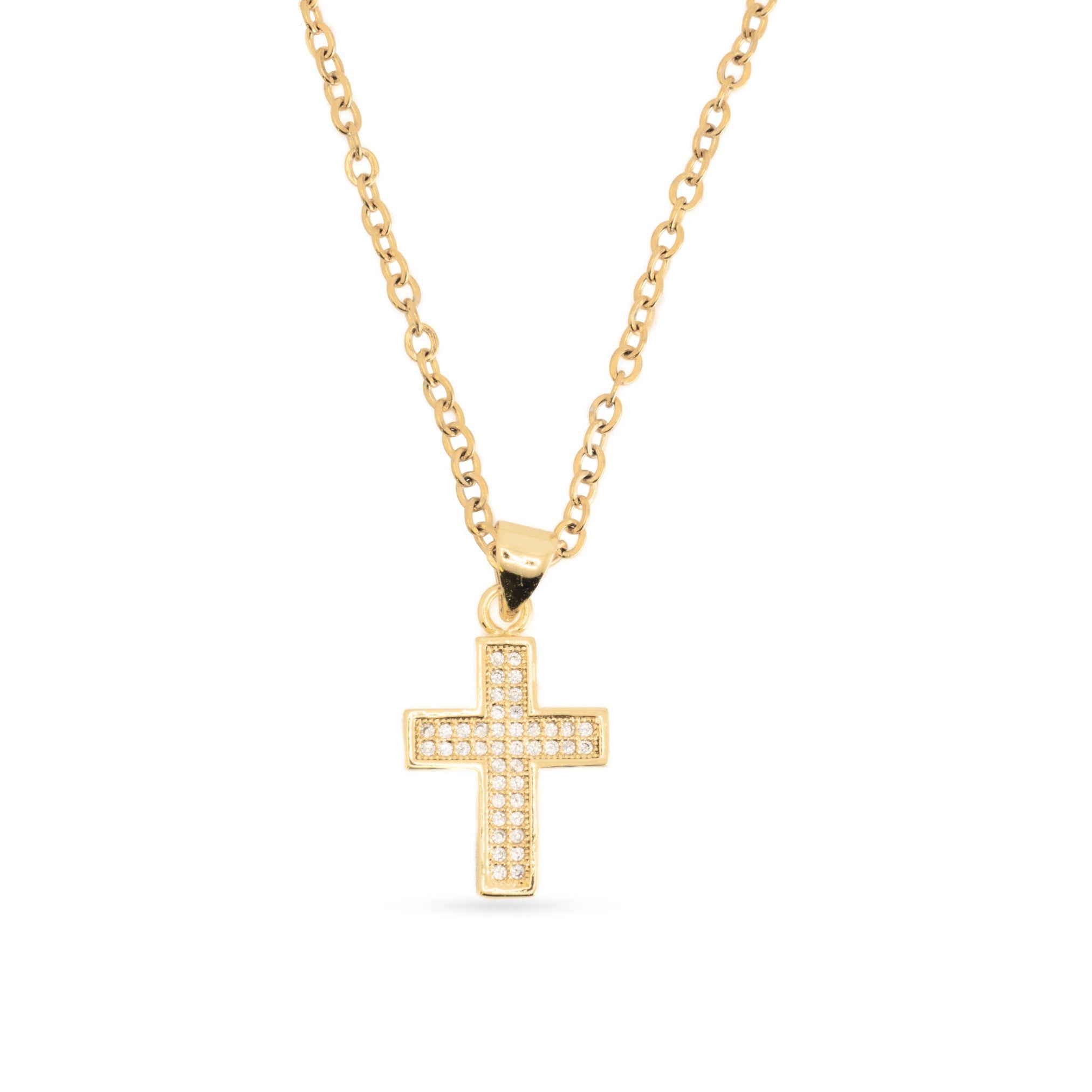 Crystal Ice Gold Cross Necklace