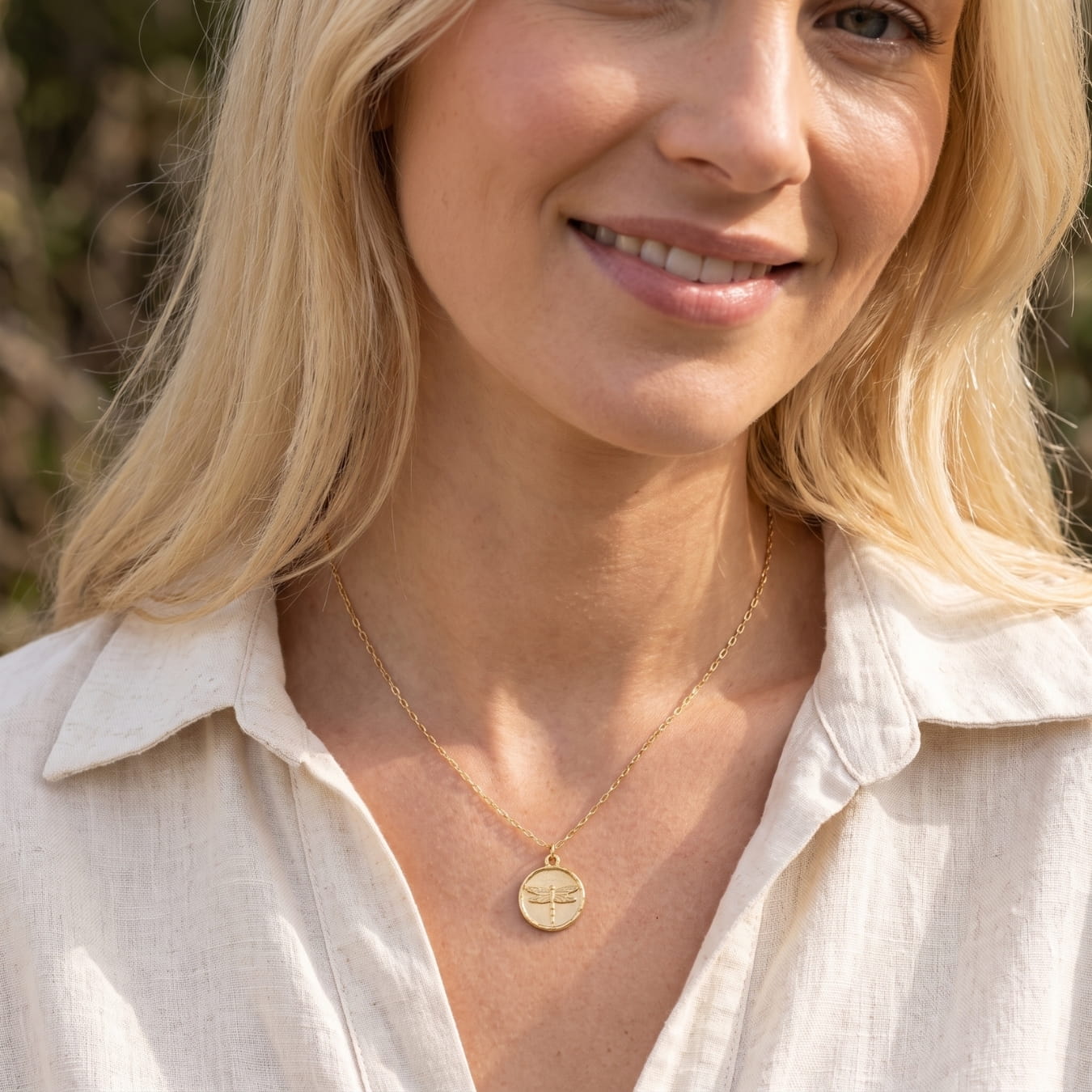 Dragonfly Gold Coin Necklace