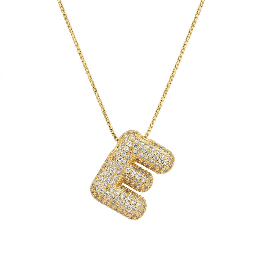 Bubble Bling Alphabet Letter Gold Necklace